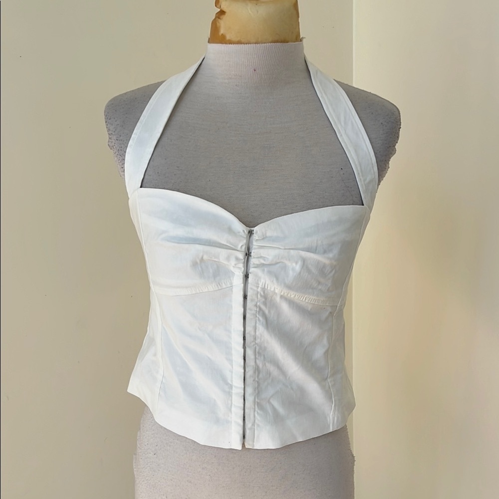 New! Zara Evru medium Halter smocked back Top .